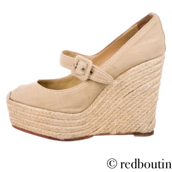 Christian Louboutin Shoes - 👠sold👠CHRISTIAN louboutin Tan Canvas espadrilles